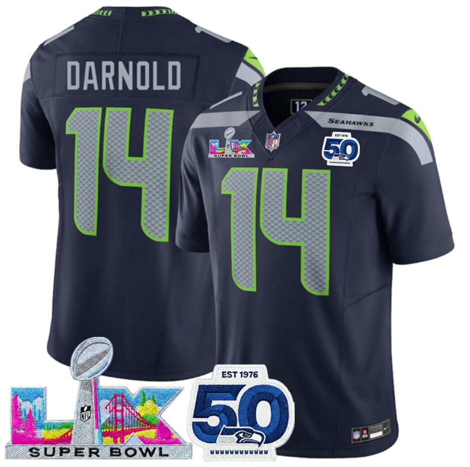 NFL Seattle Seahawks Vapor F.U.S.E. Limited Super Bowl LX Patch And 50th Season Jersey Blue