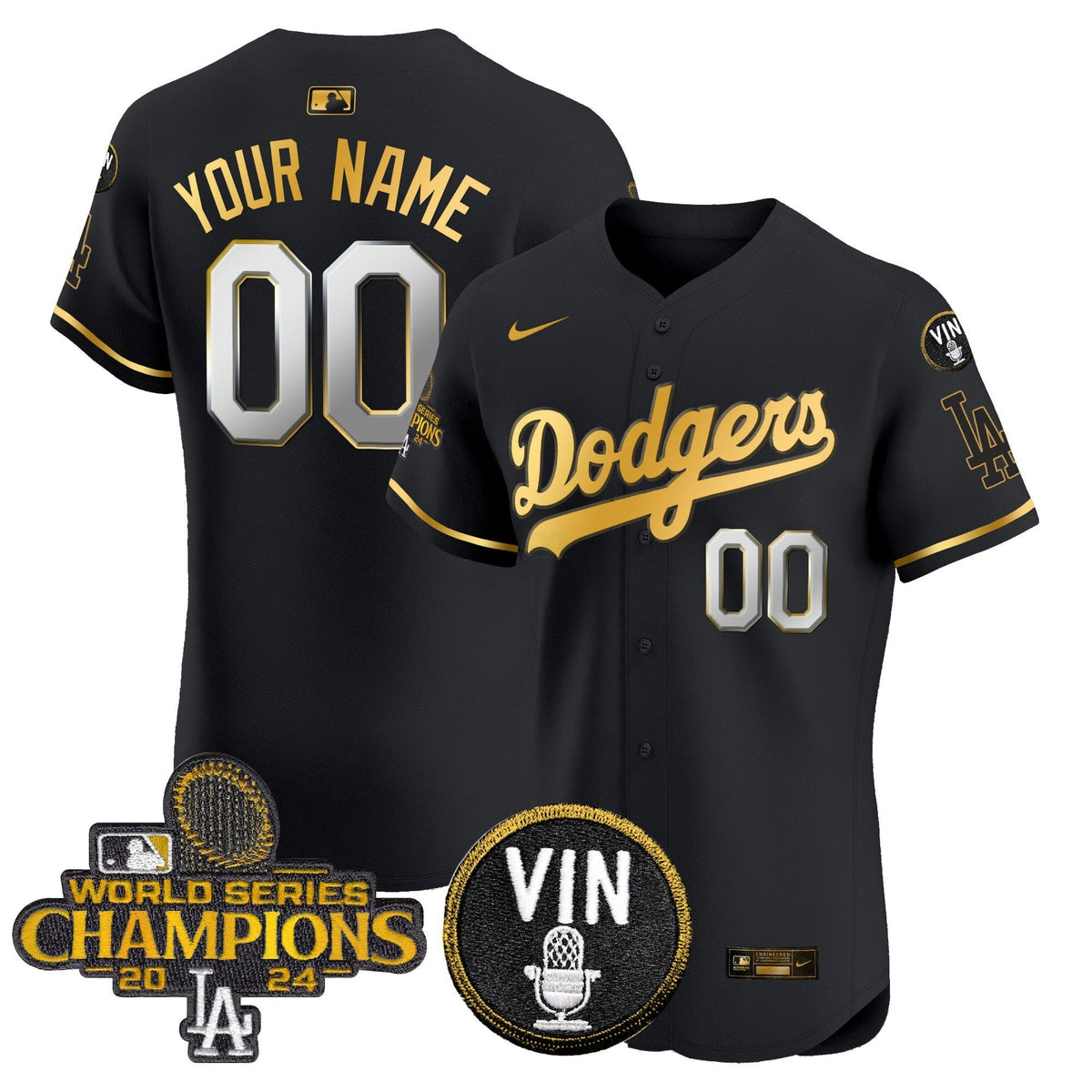 MLB 2024 World Series Champions Gold Trim Vapor Premier Elite Jersey