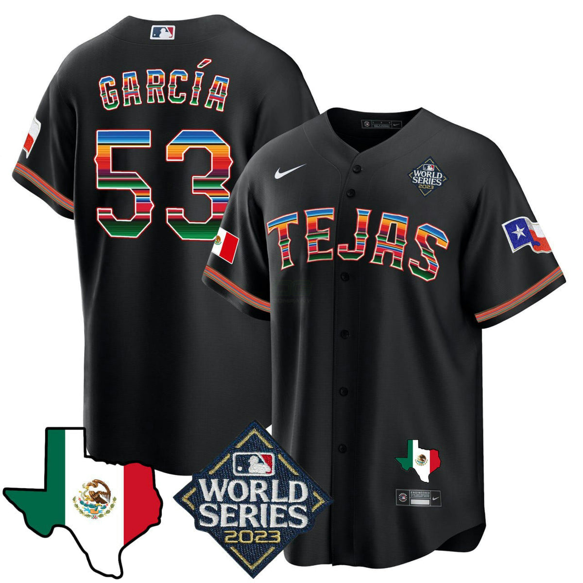 MLB Adolis Garcia Texas Mexico World Series Jersey 2023 - Black