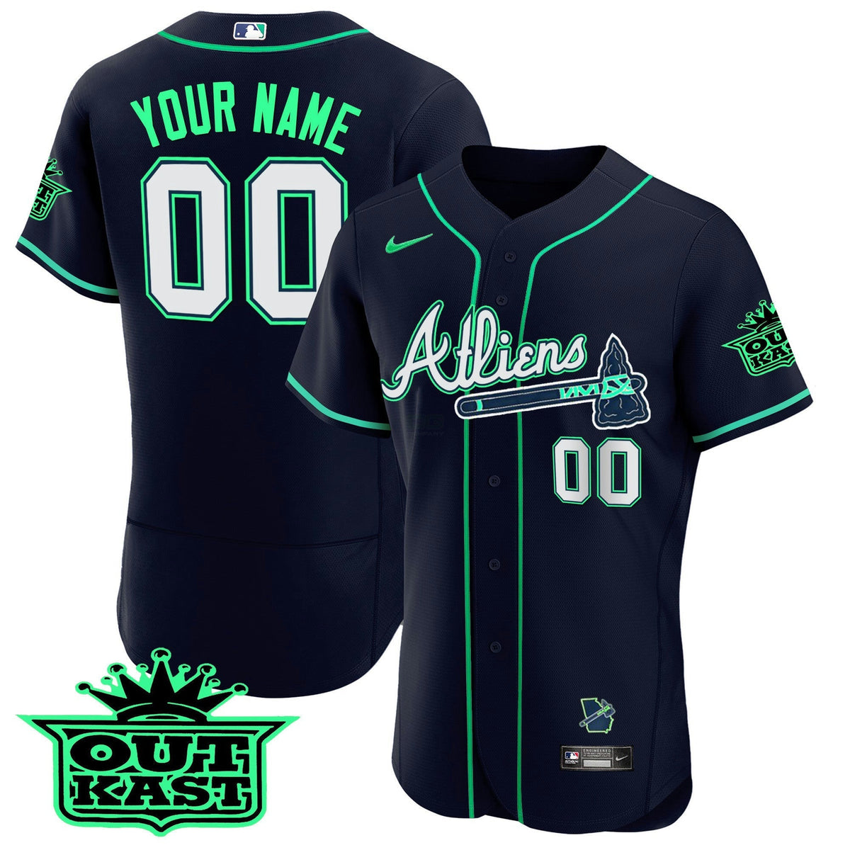 MLB Atlanta Atliens Flex Base Jersey – Galaxy Version – Stitched