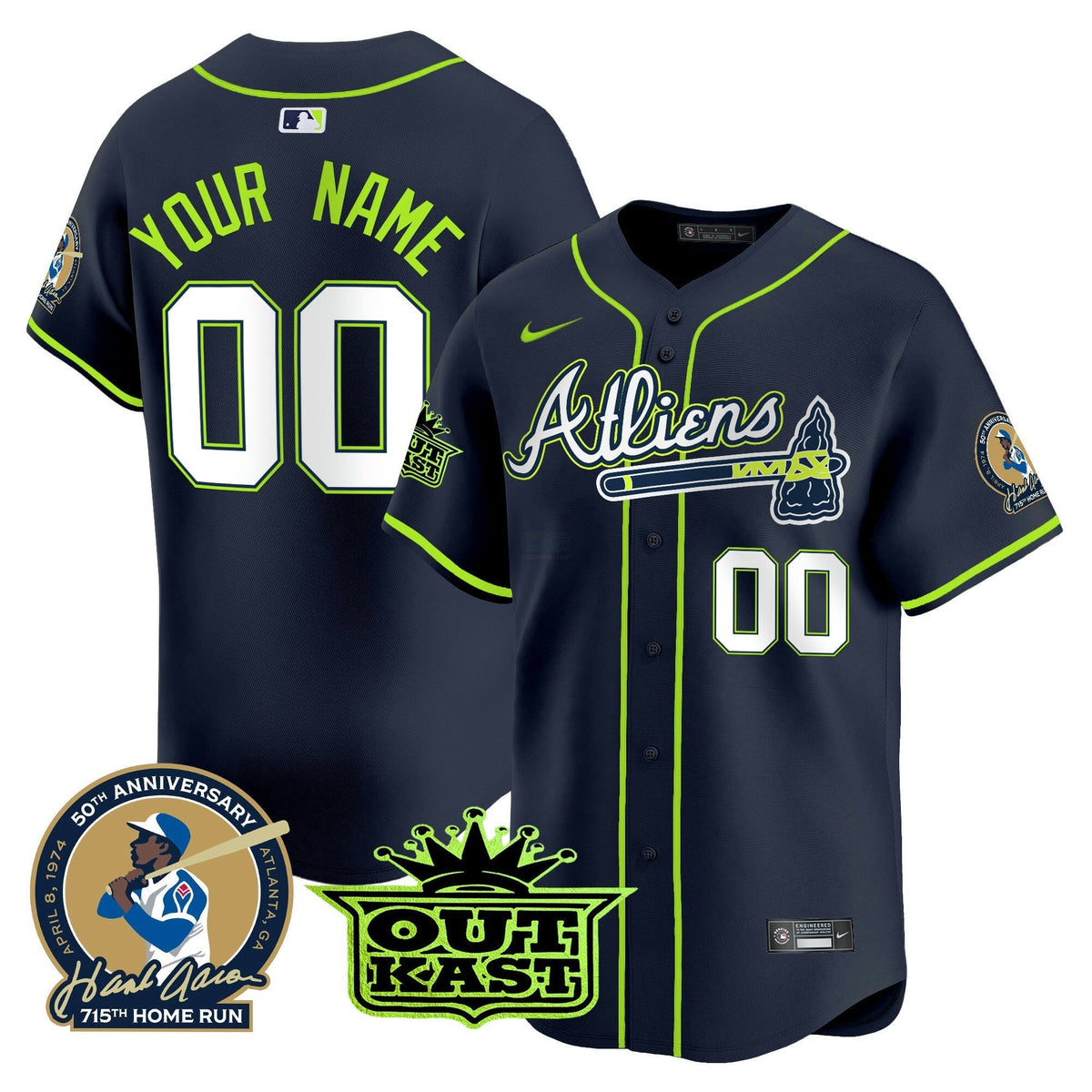 MLB Atlanta Atliens & Hank Aaron Patch Vapor Premier Limited Jersey
