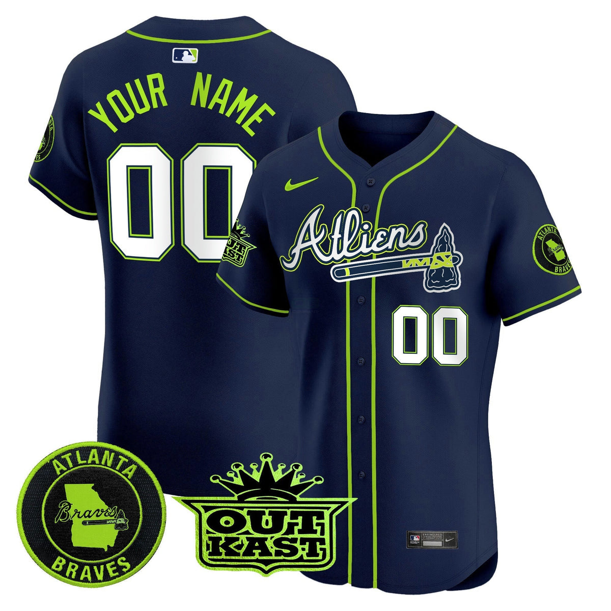 MLB Atlanta Atliens Vapor Premier Elite Jersey