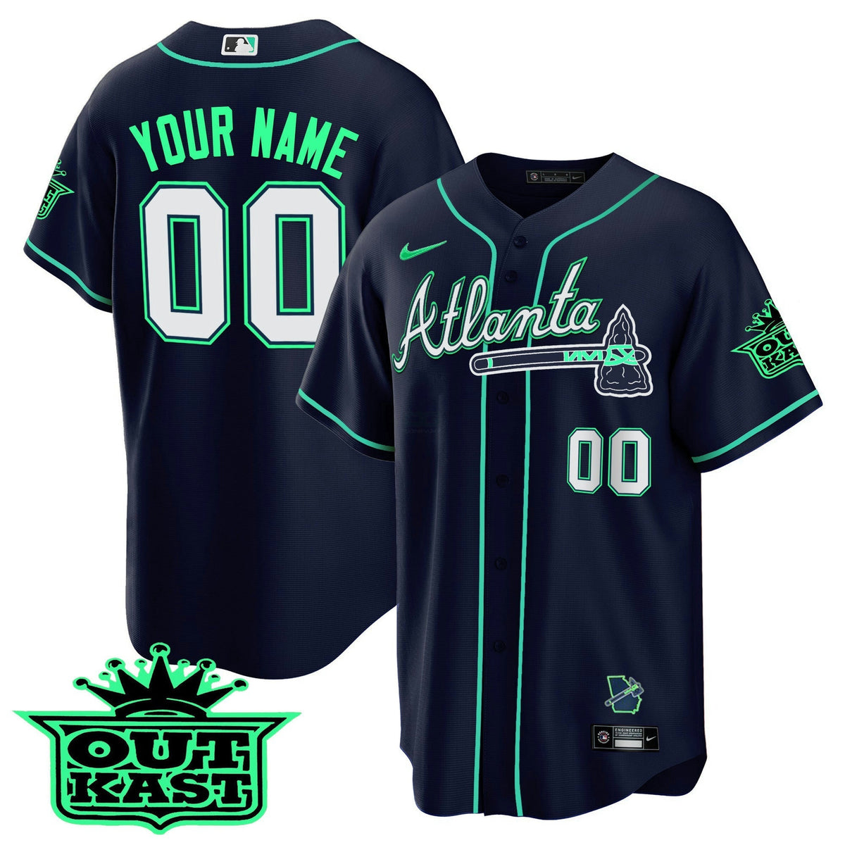 MLB Atlanta Outkast Cool Base Jersey V3 – Galaxy Version – Stitched