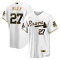 MLB Atlanta World Series Champion White Gold Cool Base Jersey 2021 – Stitched