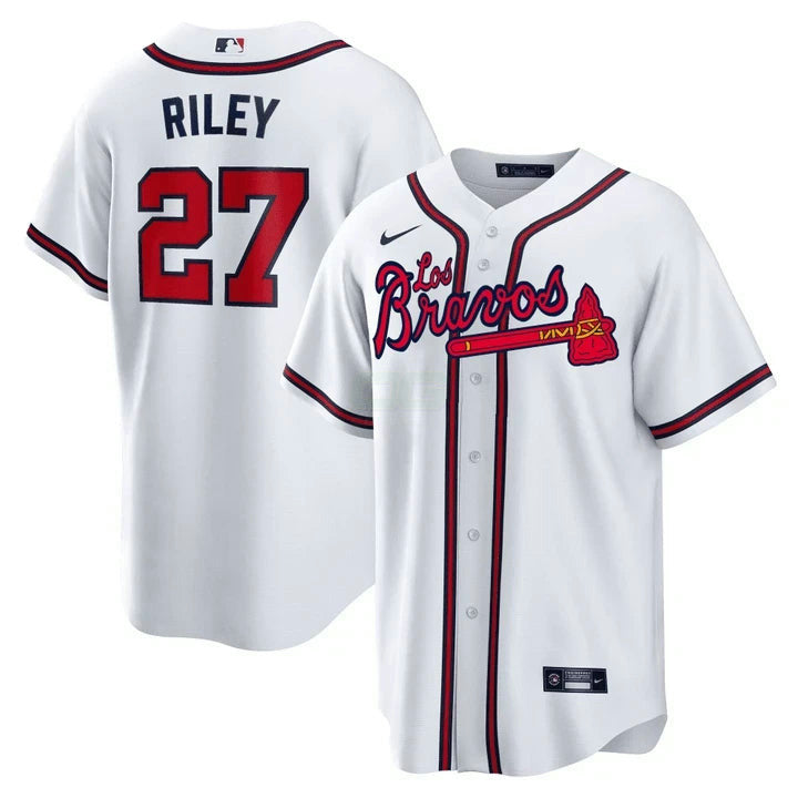 MLB Austin Riley Atlanta Los Bravos White Jersey