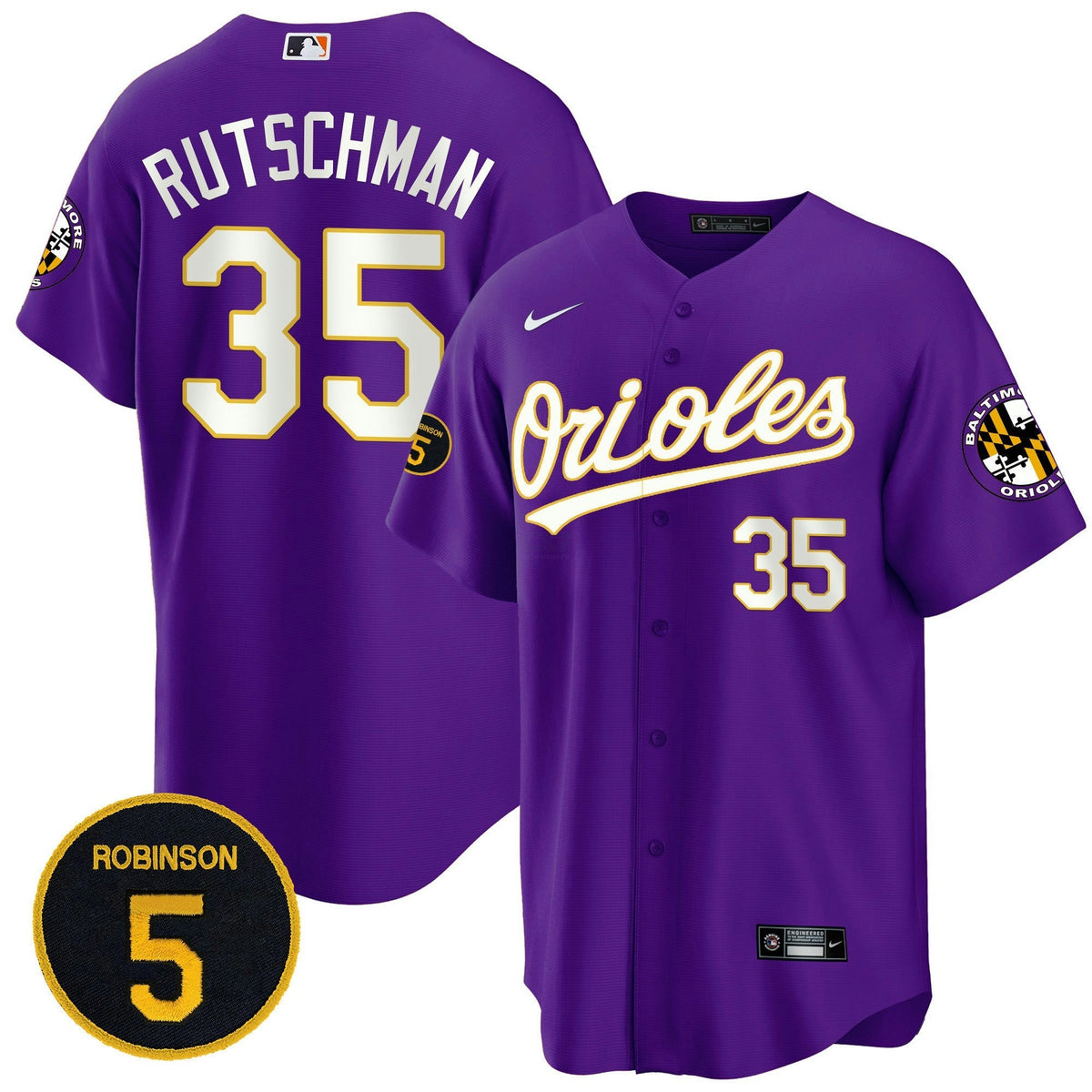 MLB Baltimore Purple Robinson Patch Cool Base Jersey