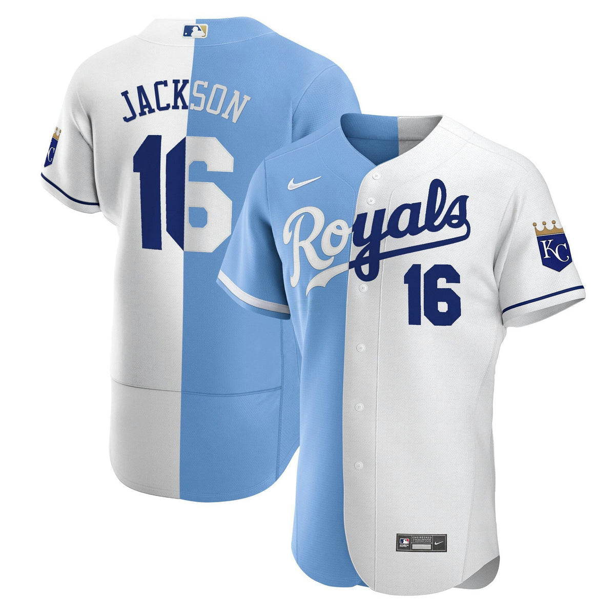 MLB Bo Jackson Kansas City Royals Split Light Blue White Jersey - Split