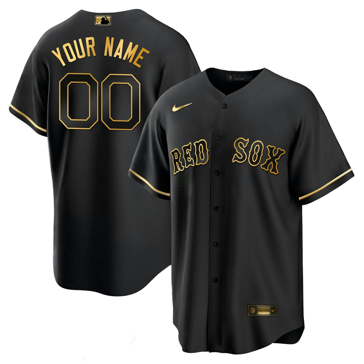 MLB Boston Black Gold & White Gold Jersey