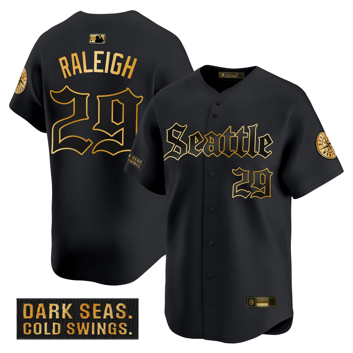 MLB Seattle Mariners Deep Sea Gothic Edition’ Gold Limited Jersey