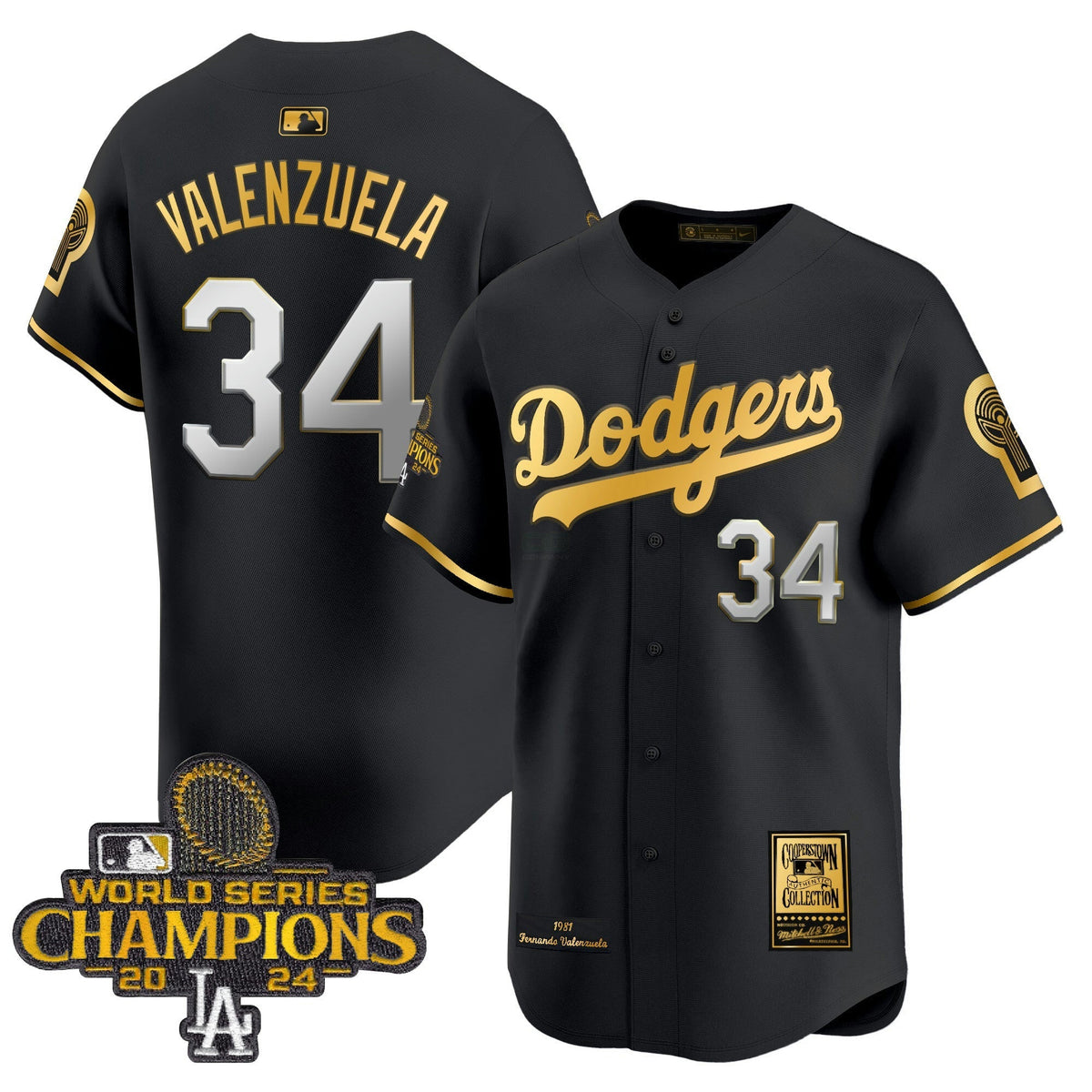 MLB Fernando 1981 & 2024 World Series Champions Patch Cooperstown Jersey