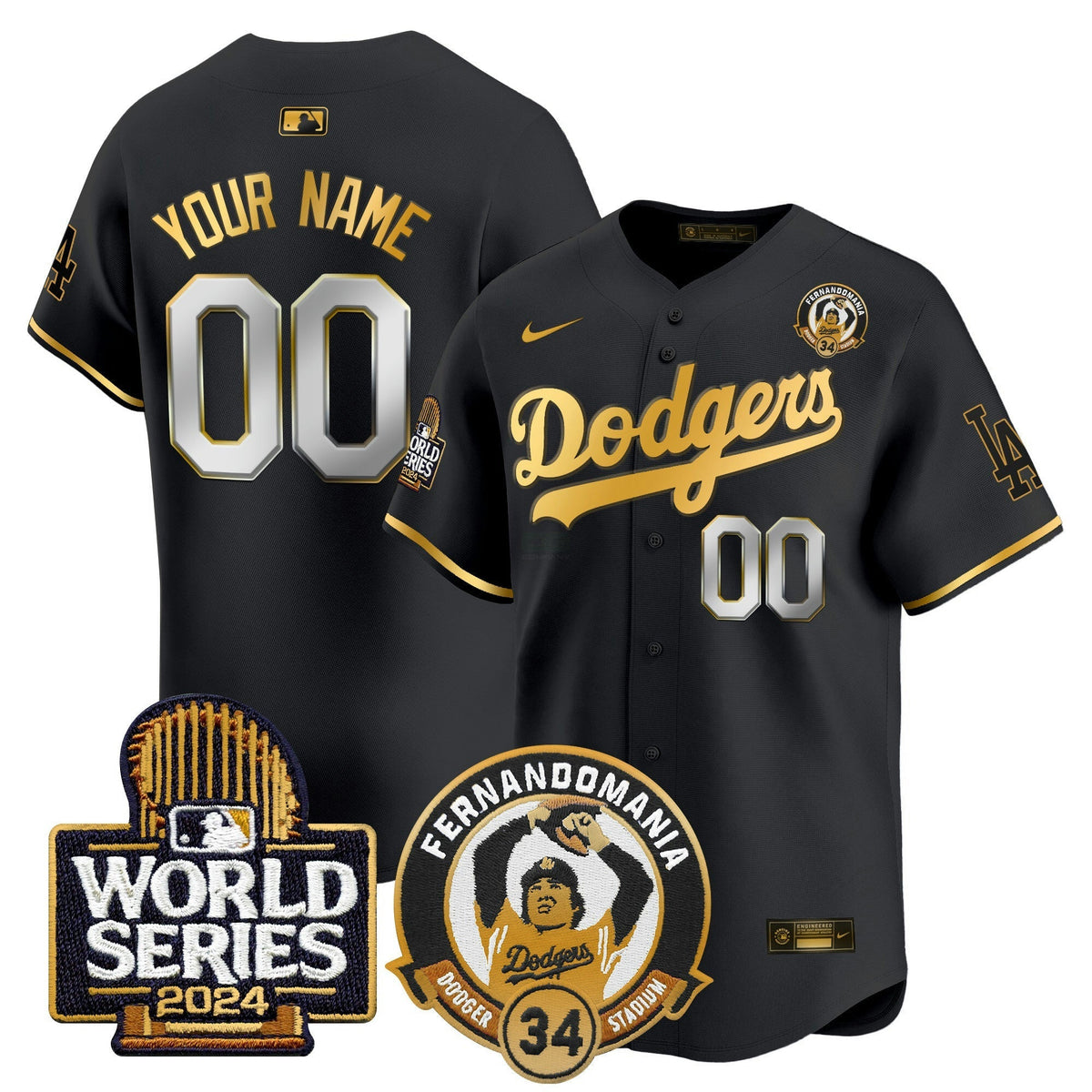 MLB Fernando Valenzuela & 2024 World Series Patch Vapor Premier Limited Jersey