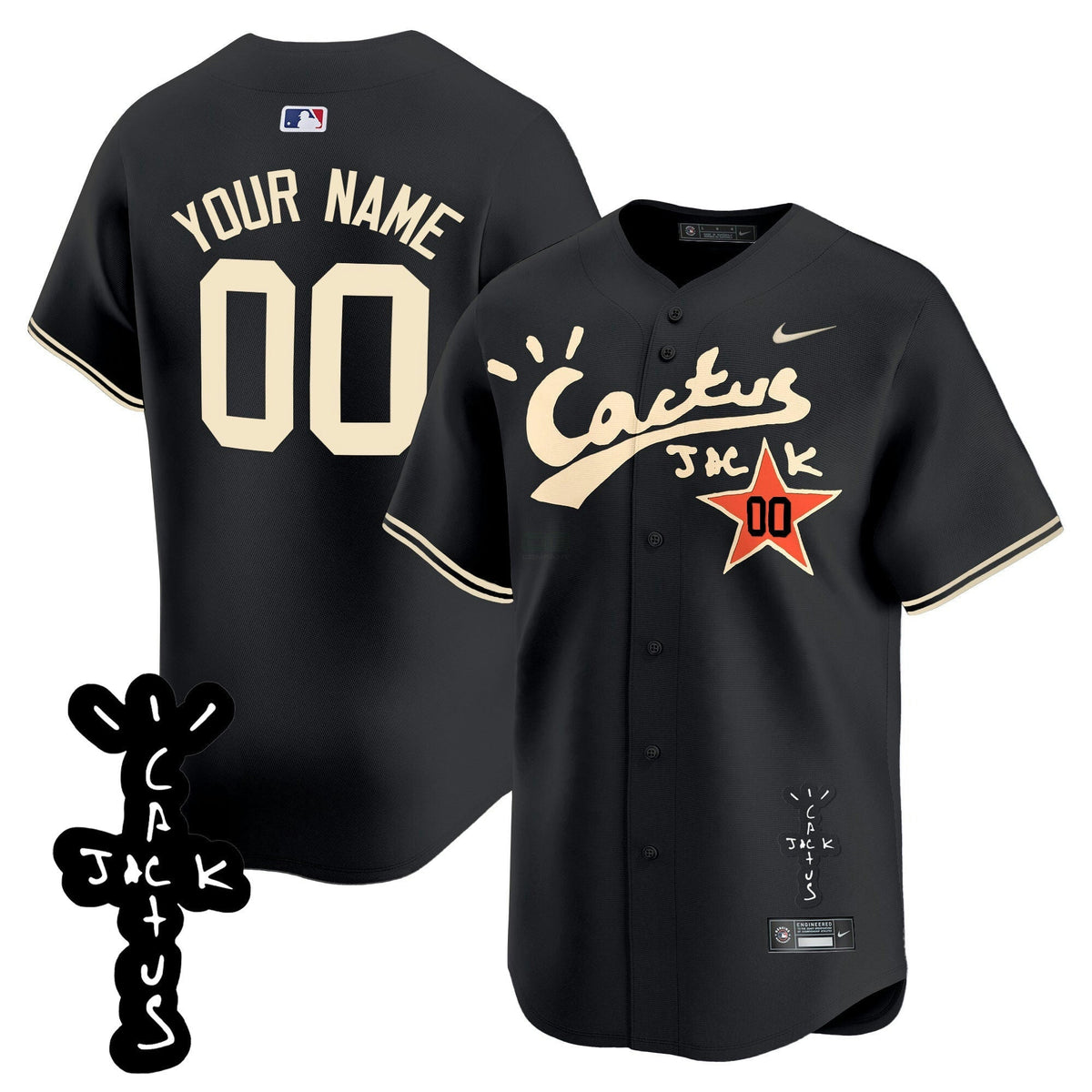 MLB Houston Cactus Jack Patch Vapor Premier Limited Jersey V2 – Stitched