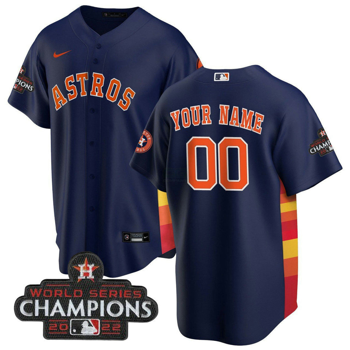MLB Houston Navy Custom Name and Number Jersey - Navy Blue