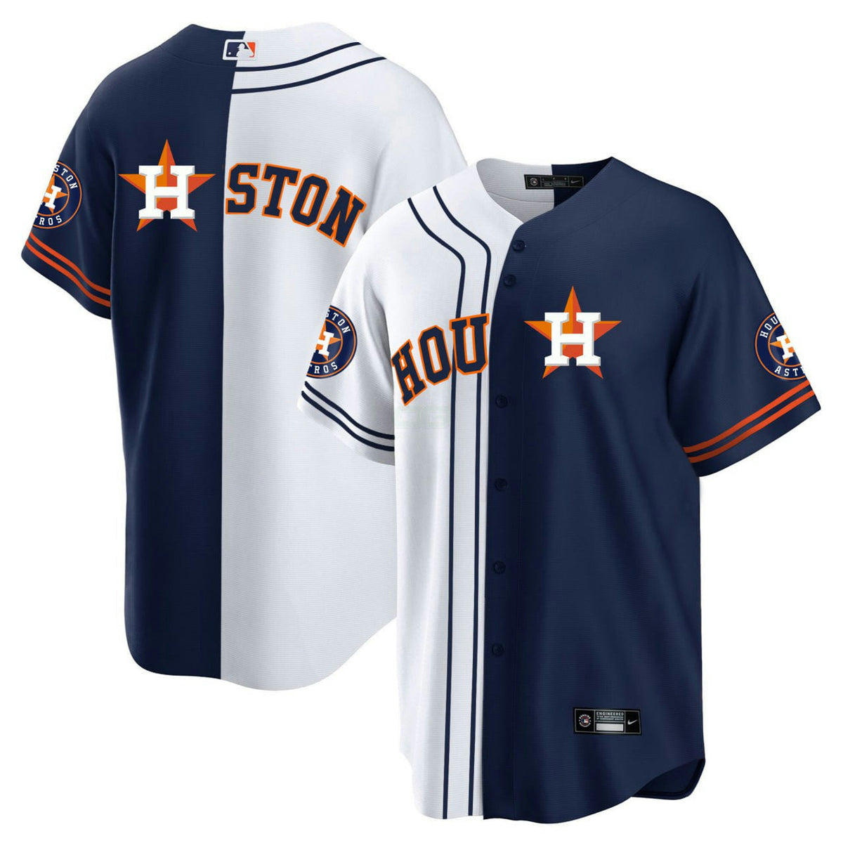 MLB Houston Split White Navy Blue Jersey - White Navy Blue