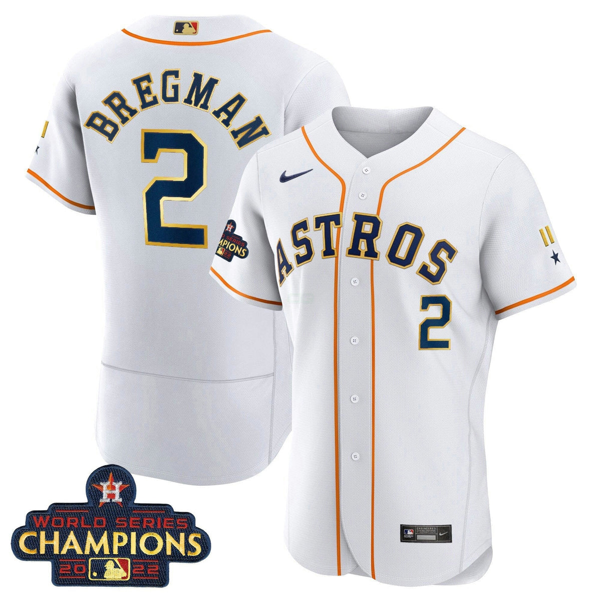 MLB Houston World Series Champion 2022 White Gold Trim Jersey