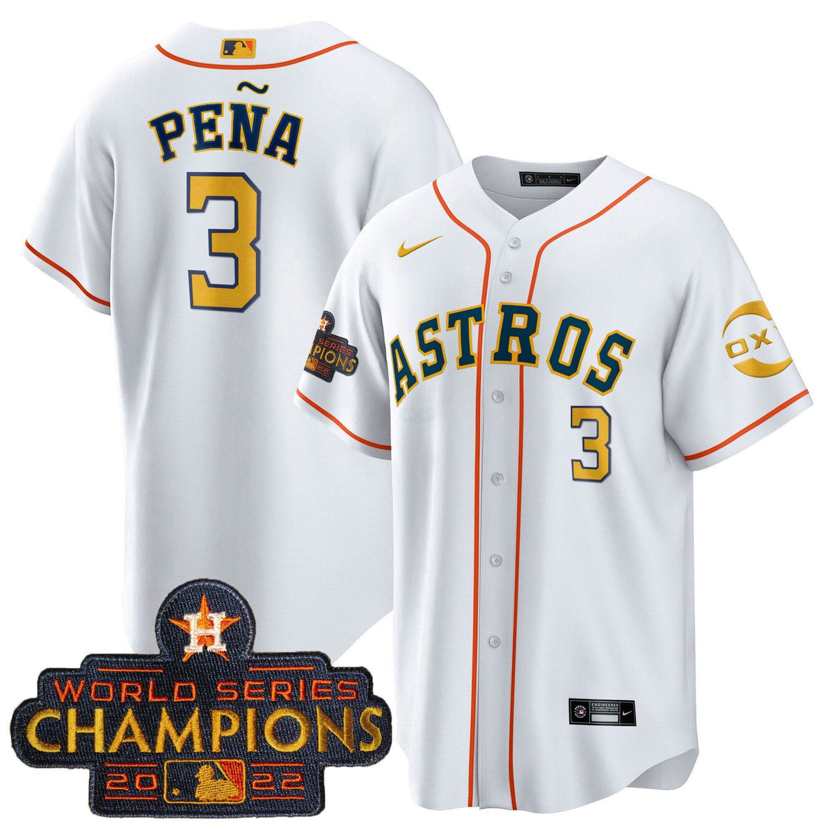 MLB Jeremy Pena Houston 2023 Gold Rush Oxy Jersey