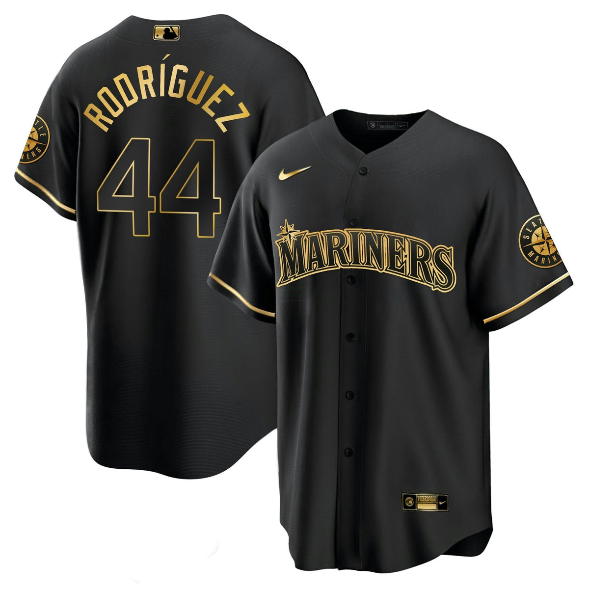 MLB Julio Rodriguez Seattle White Gold & Black Gold Jersey