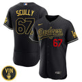 MLB Los Angeles Vin Scully Patch Black Gold Respect Jersey