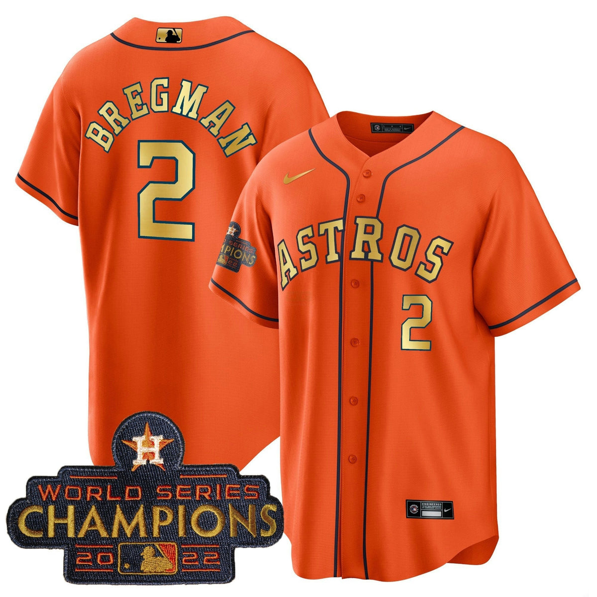 MLB Men’s 2023 Champions Orange Gold Jersey