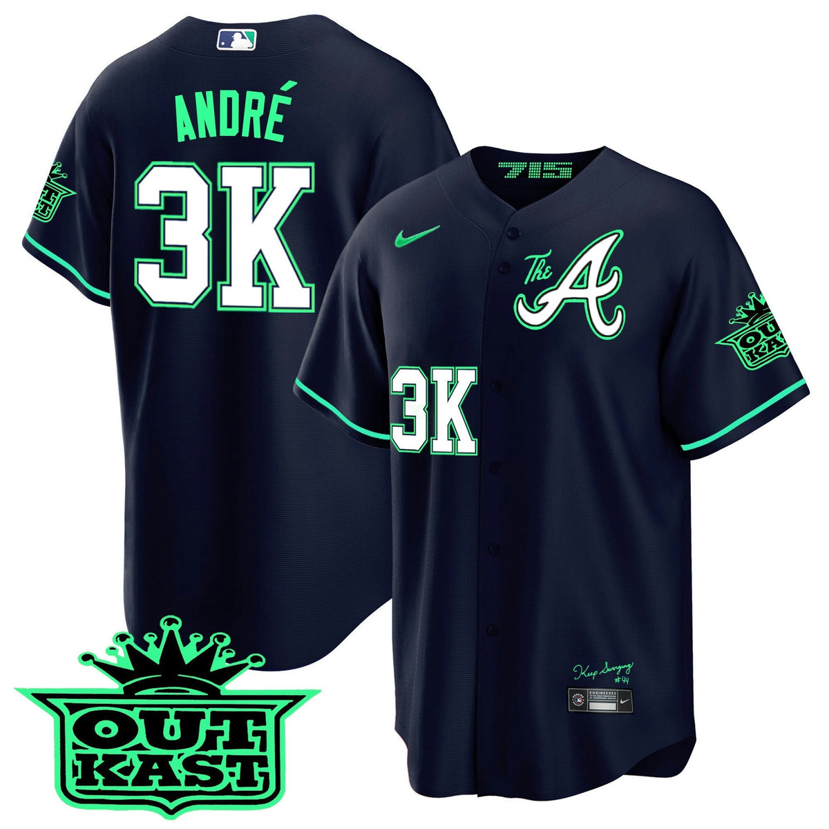 MLB Men’s Atlanta Atliens The A Cool Base Jersey – Galaxy Version – Stitched