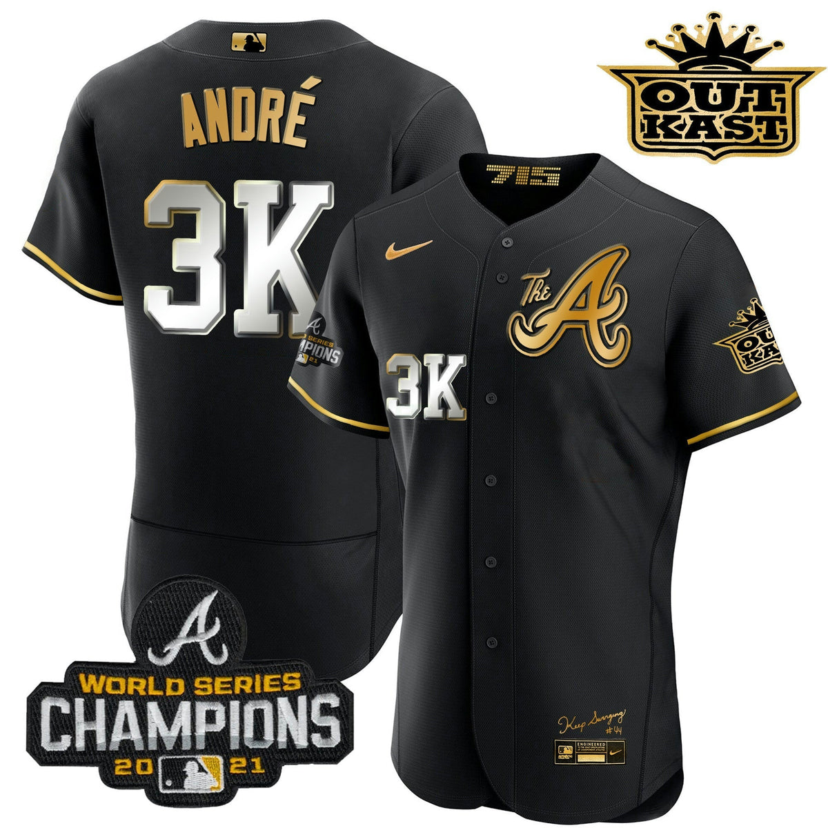 MLB Men’s Atlanta Outkast Gold The A Flex Base Jersey