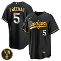MLB Men’s Black Limited Vin Scully Patch Gold Jersey