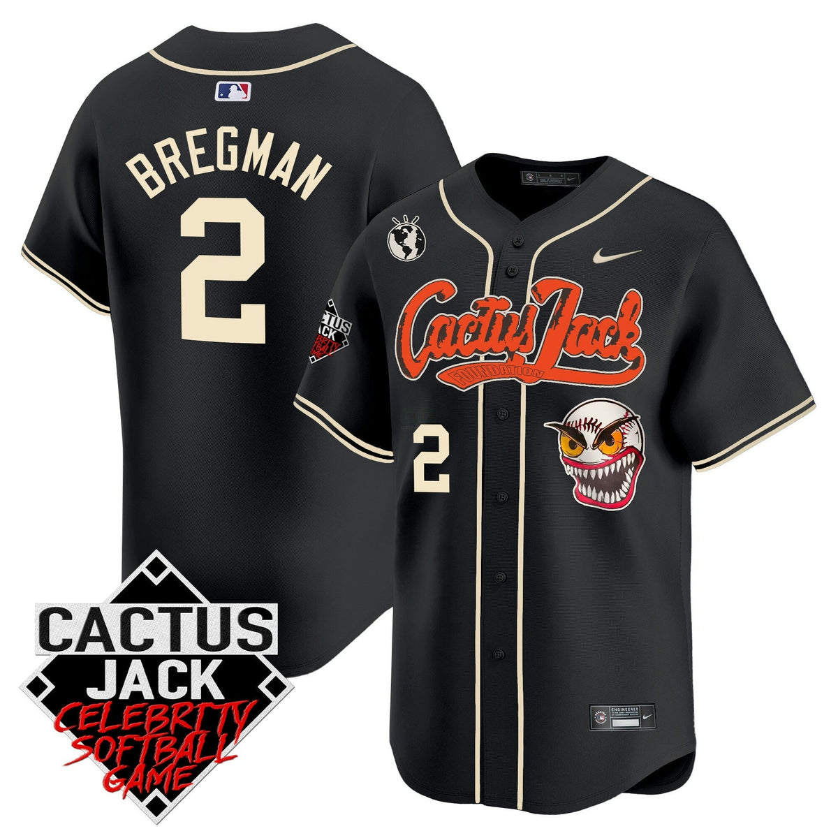 MLB Men’s Cactus Jack Celebrity Softball Game Patch Vapor Premier Limited Jersey – Stitched