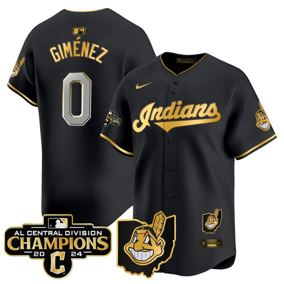 MLB Men’s Cleveland Indians 2024 AL Central Division Champions Vapor Premier Limited Jersey