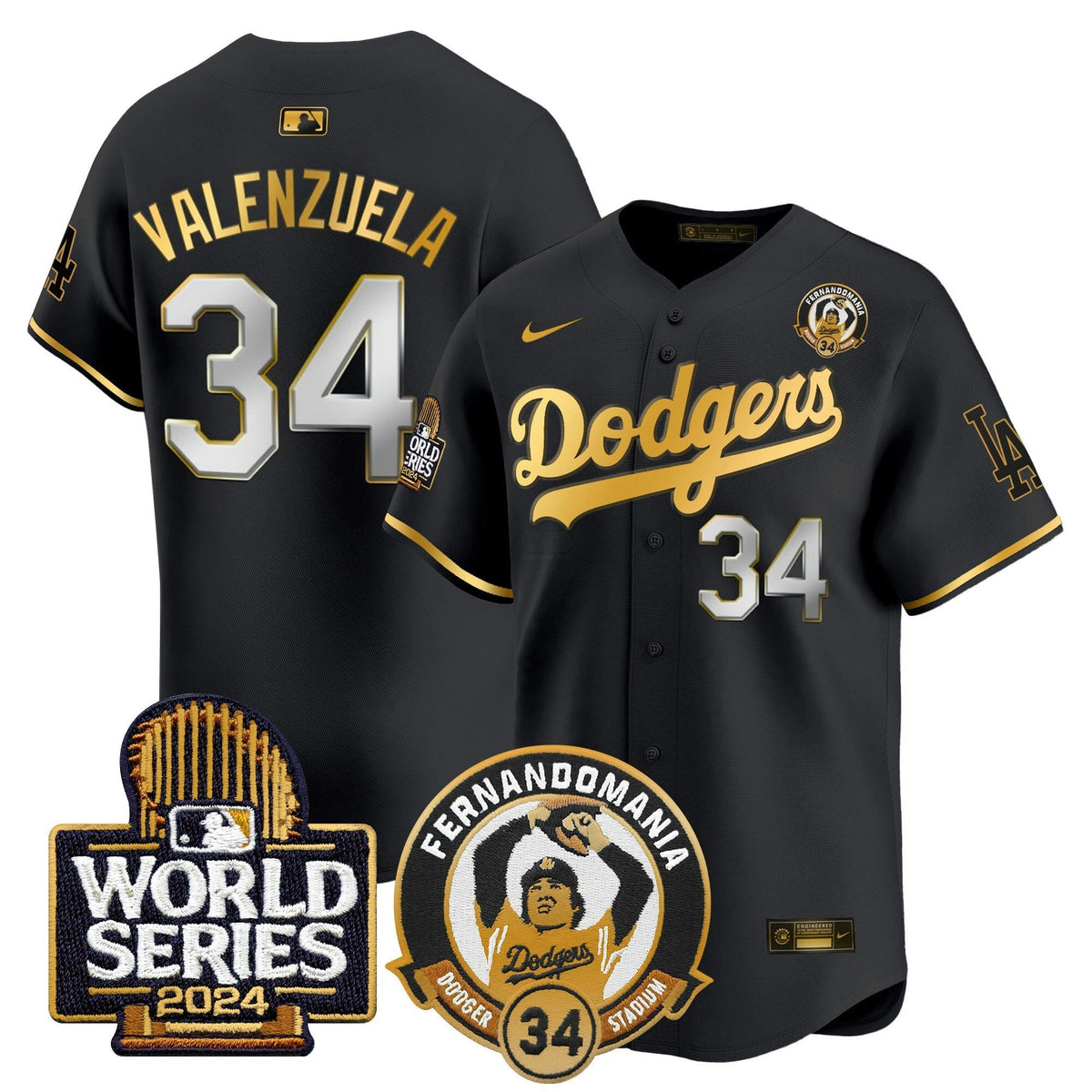 MLB Men’s Fernando Valenzuela & 2024 World Series Patch Vapor Premier Limited Jersey