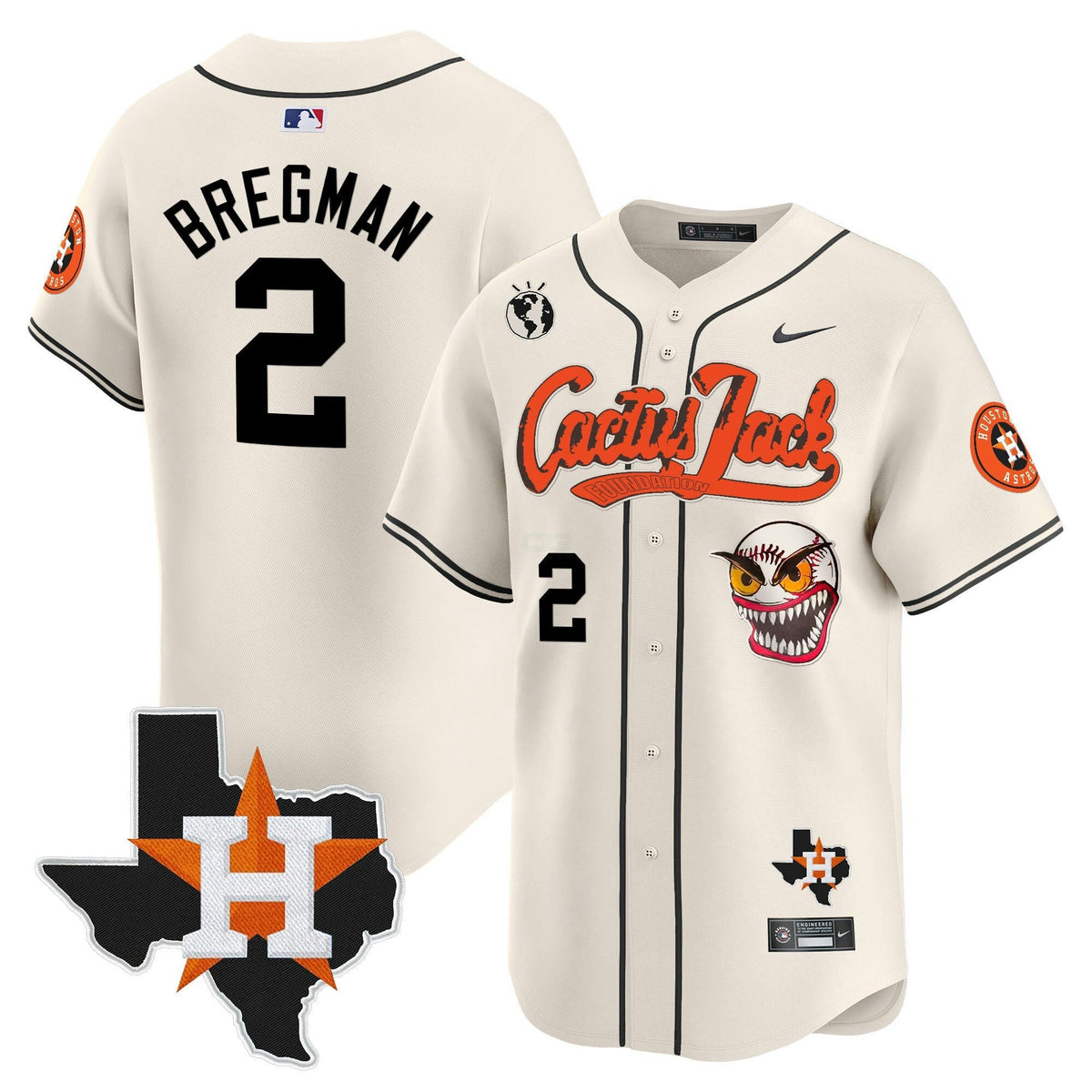 MLB Men’s Houston Cactus Jack Patch Vapor Premier Limited Jersey V12
