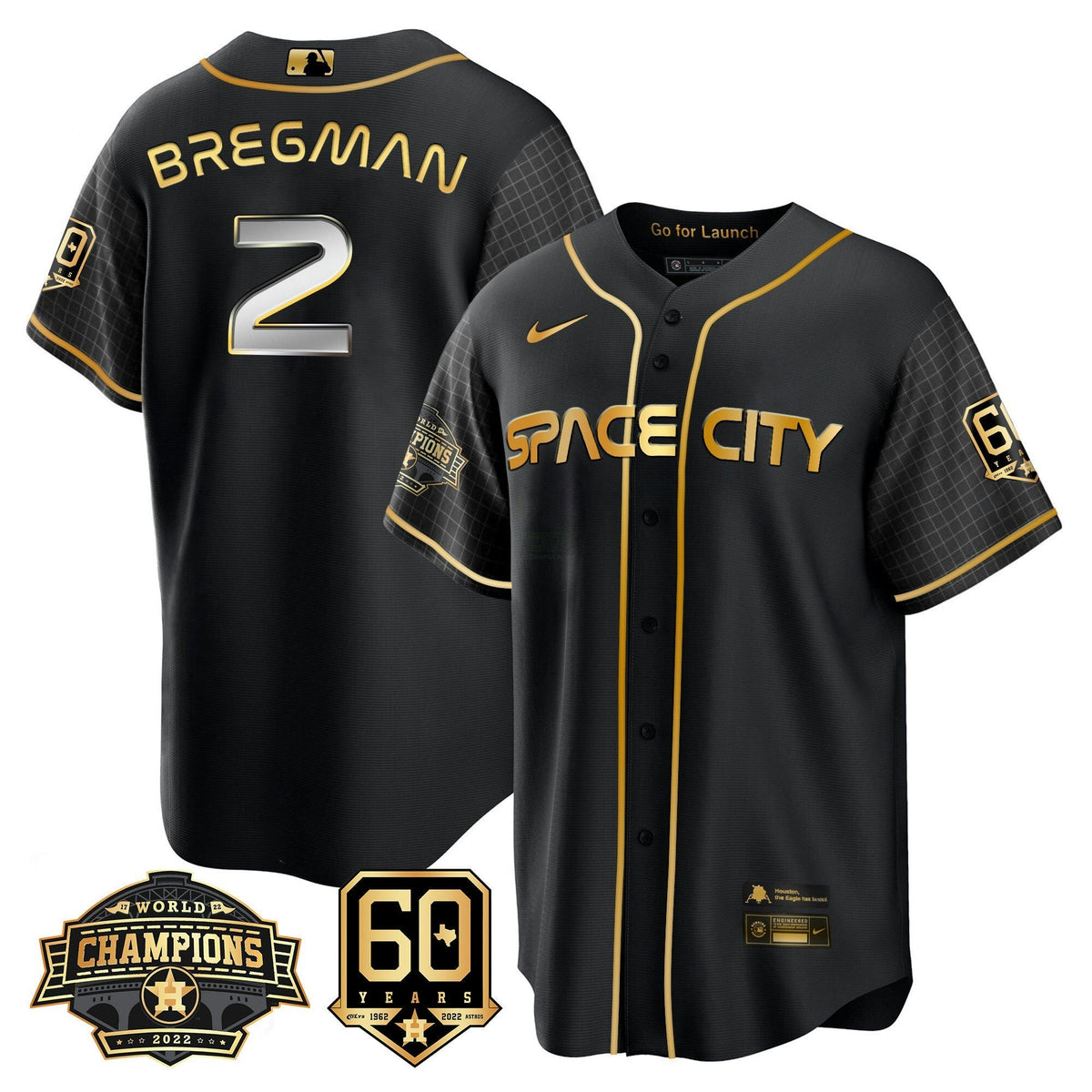 MLB Men’s Houston Space City 2022 Champions & 60th Anniversary Patch Jersey