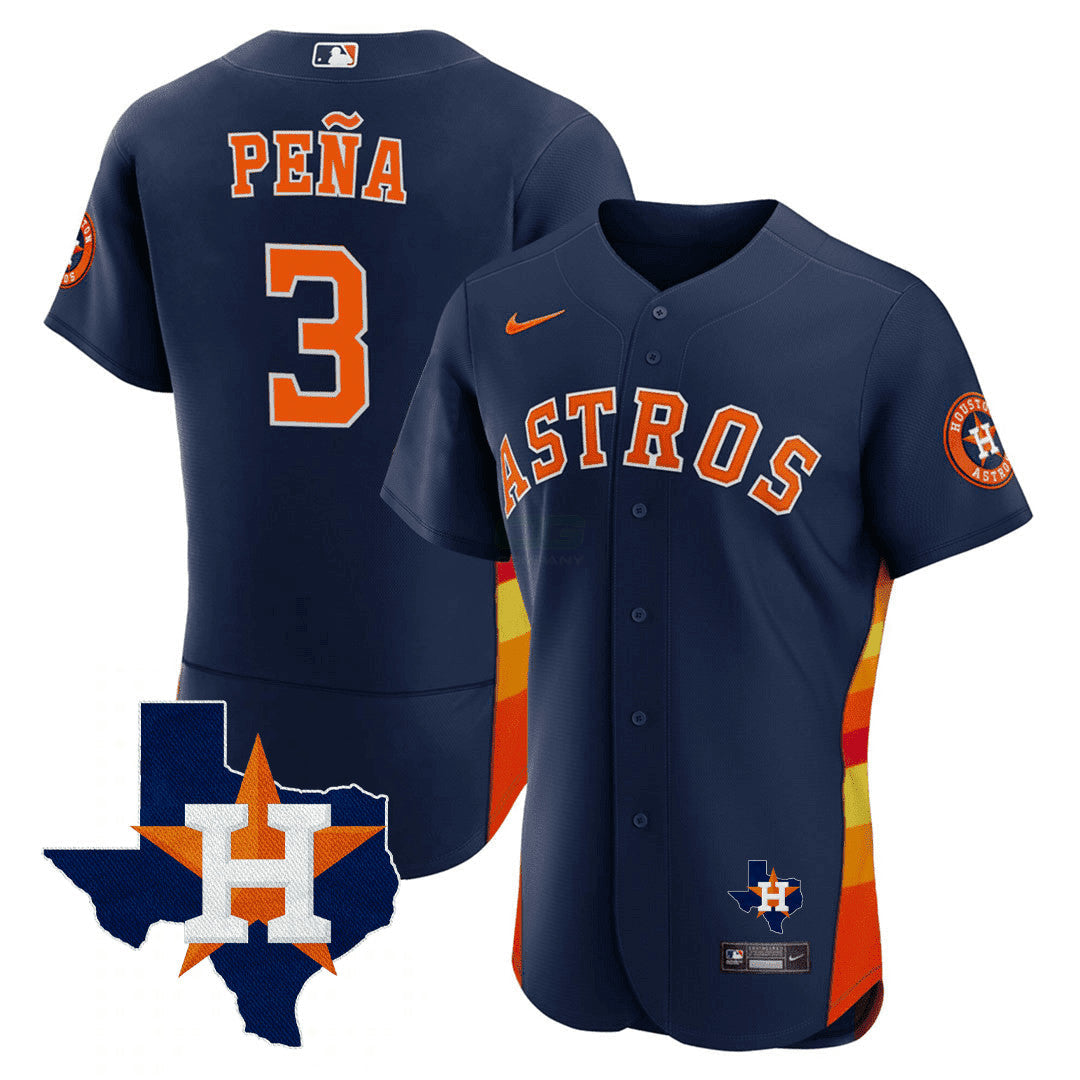 MLB Men’s Houston Texas State Patch Jersey – Navy Blue
