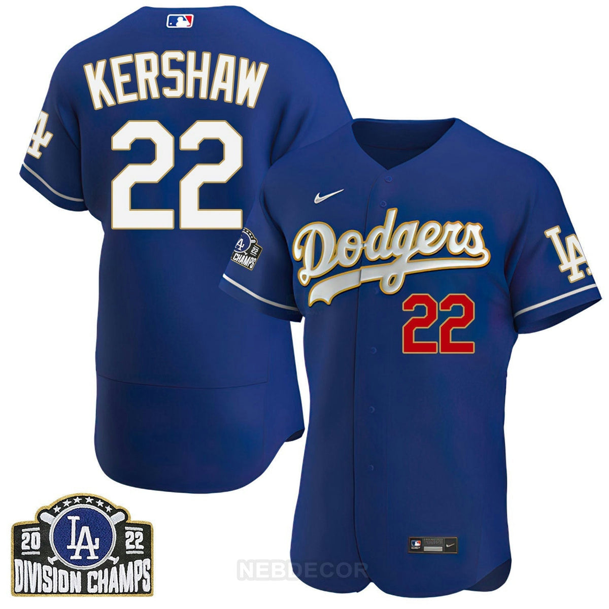 MLB Men’s Los Angeles NL West Division Champs 2022 Gold Trim Jersey