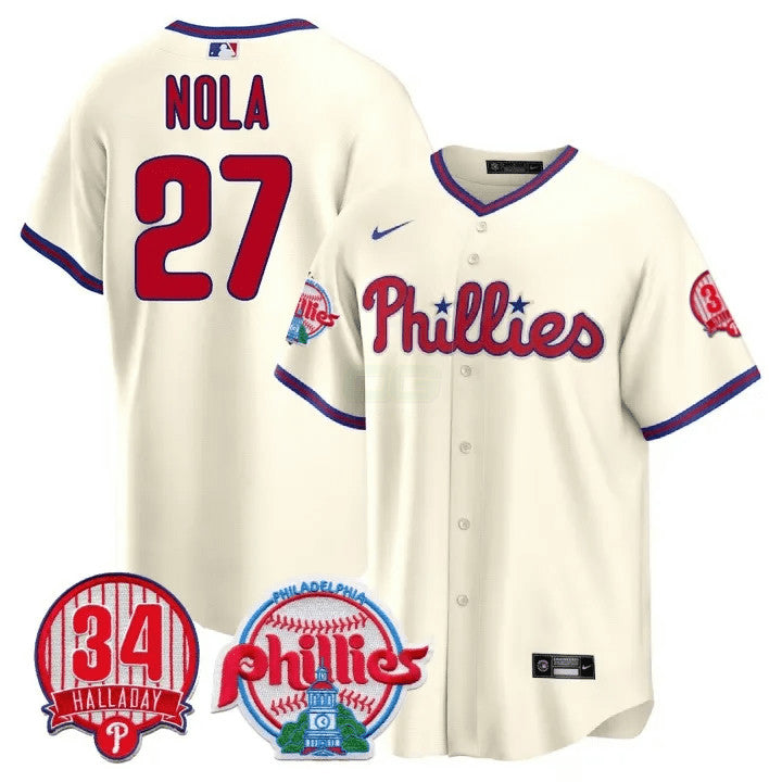 MLB Men’s Philadelphia Roy Halladay Patch #34 Cool Base Jersey