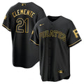 MLB Men’s Roberto Clemente Pirates White Gold & Black Gold Jersey