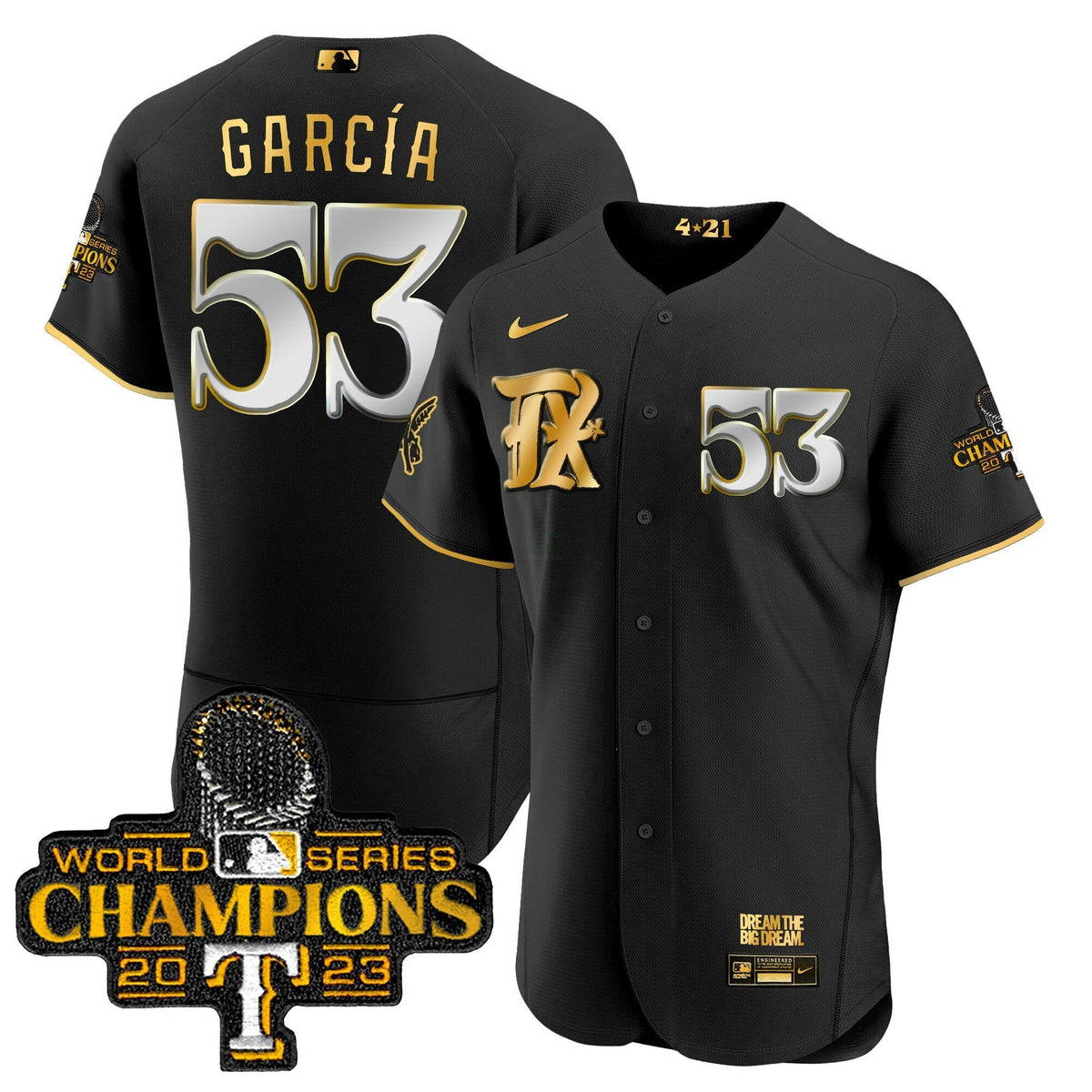 MLB Men’s Texas 2023 World Series Champions City Connect Flex Gold Jersey