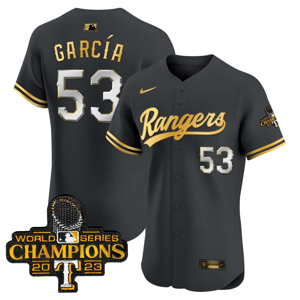 MLB Men’s Texas 2023 World Series Champions Gold Trim Vapor Premier Elite Jersey