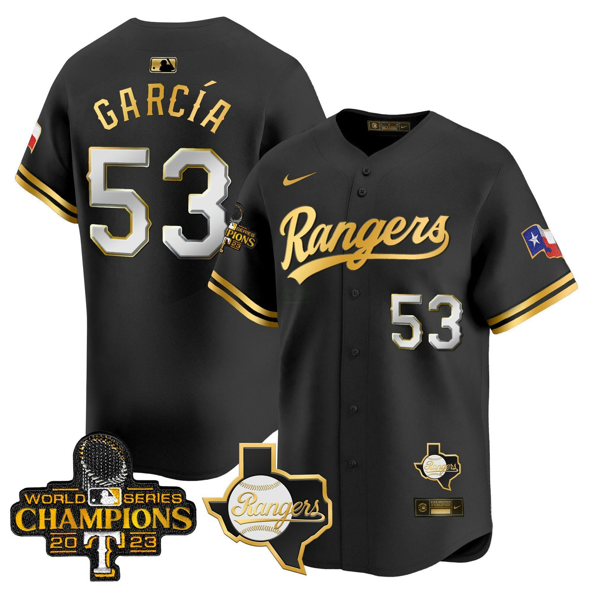 MLB Men’s Texas 2023 World Series Champions Gold Trim Vapor Premier Limited Jersey V2