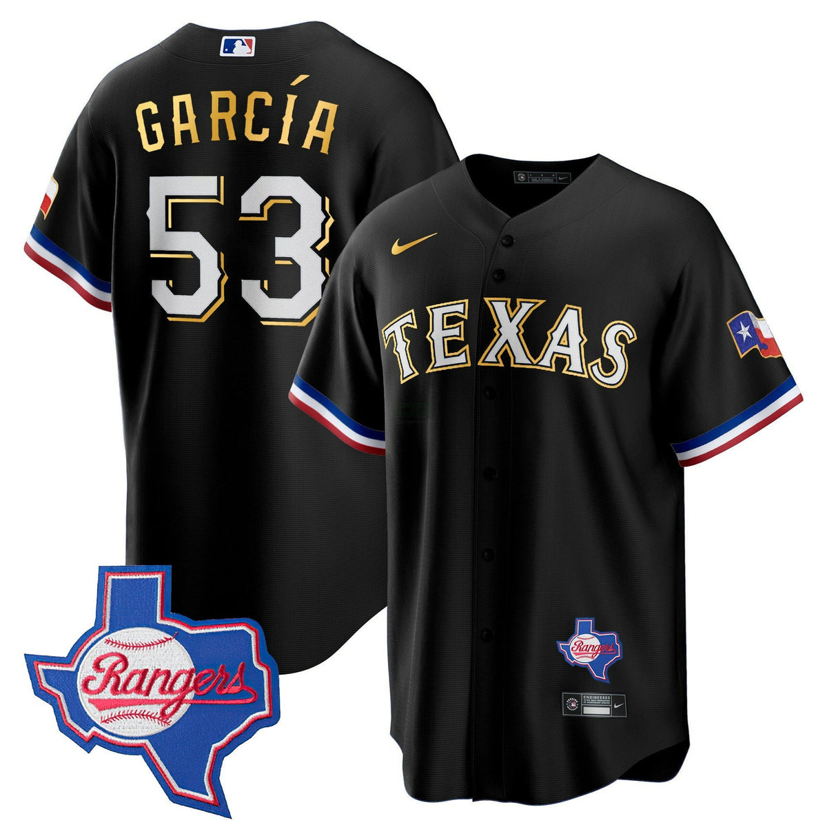 MLB Men’s Texas Gold Trim Cool Base Jersey – Texas Patch