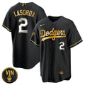 MLB Men’s Tommy Lasorda Black Limited Vin Scully Patch Jersey - Cool Base