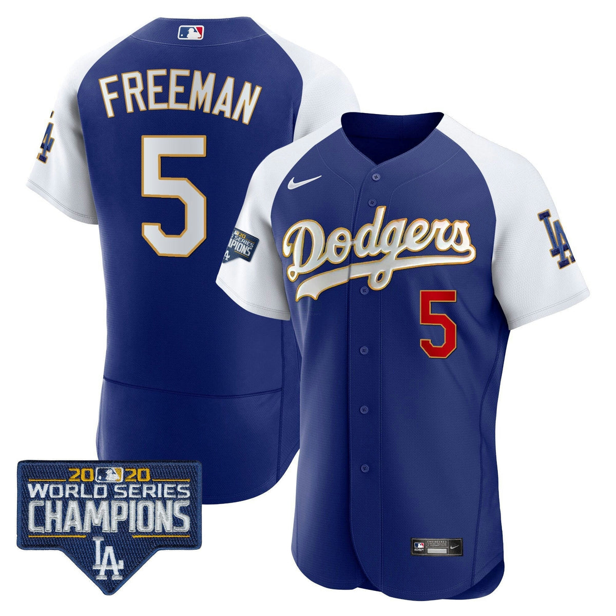 MLB Men’s World Series Champions Patch Flex Base Gold Trim Jersey