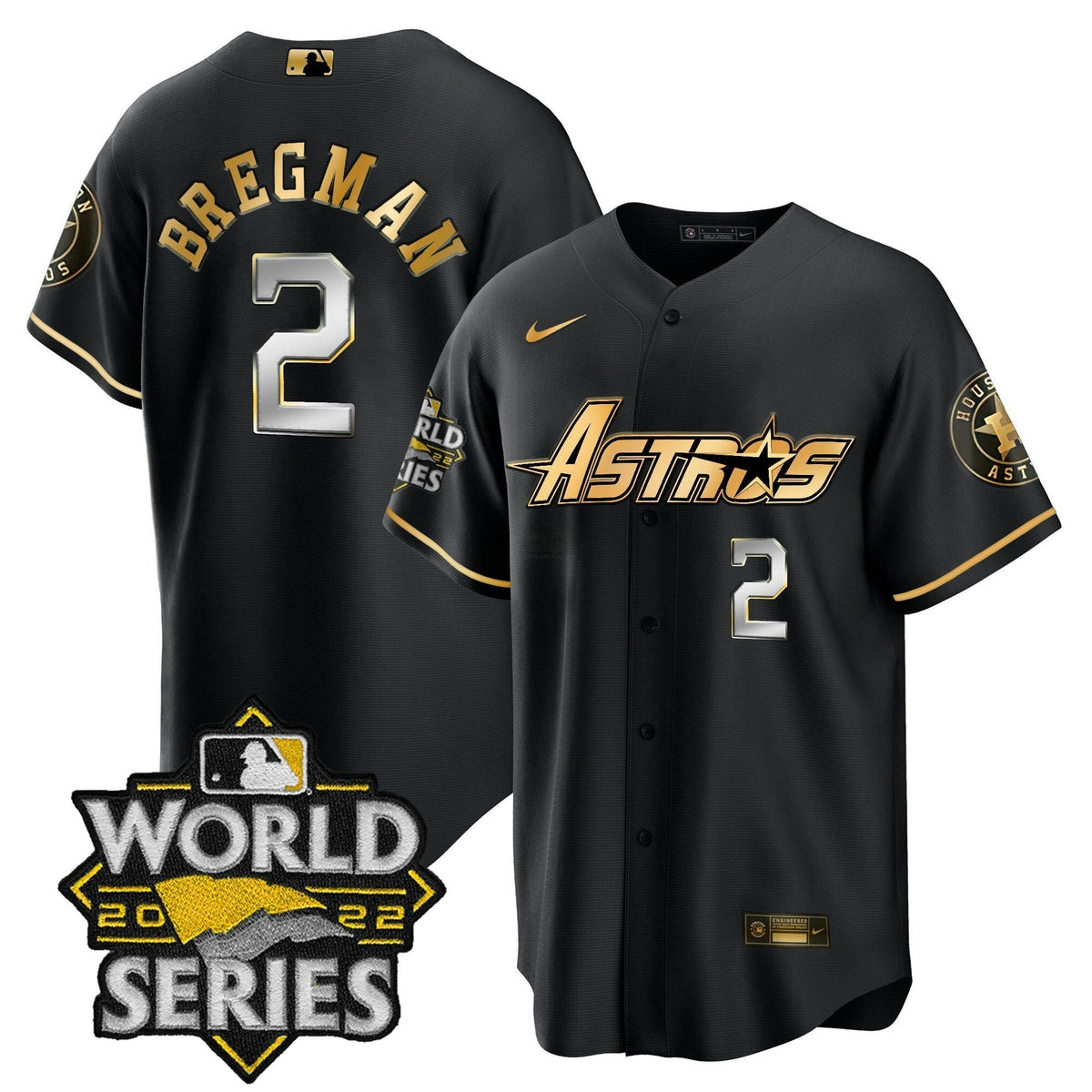 MLB Men’s World Series & Throwback Patch Gold Jersey