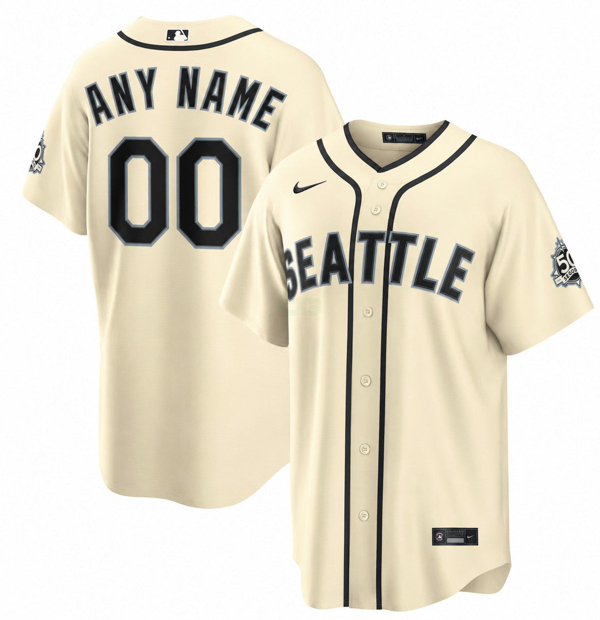 MLB Seattle Mariners Men's Custom Nike Cream Alternate Stadium Jersey