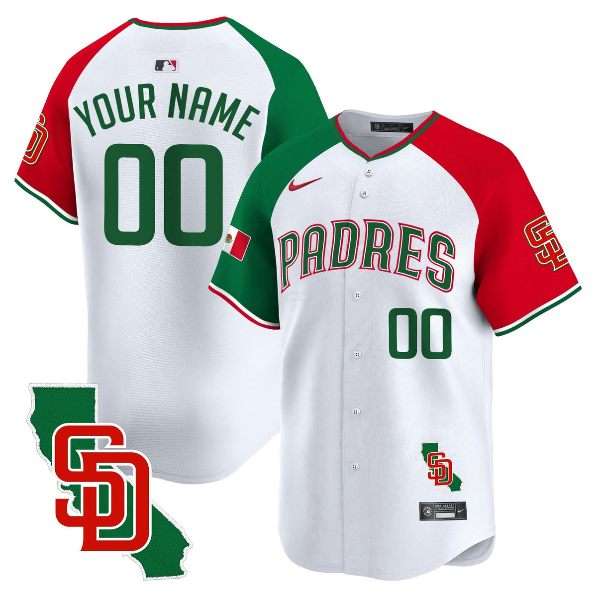 MLB San Diego Padres Mexico California Patch Vapor Premier Limited Jersey V5