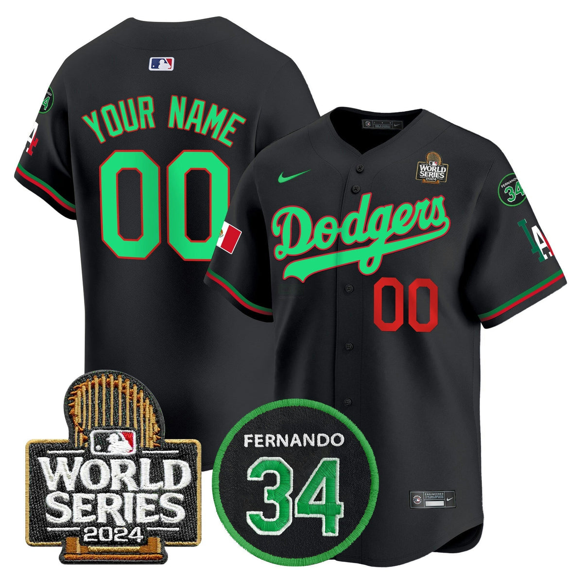MLB Mexico Fernando Memorial & 2024 World Series Patch Vapor Premier Limited Jersey V3