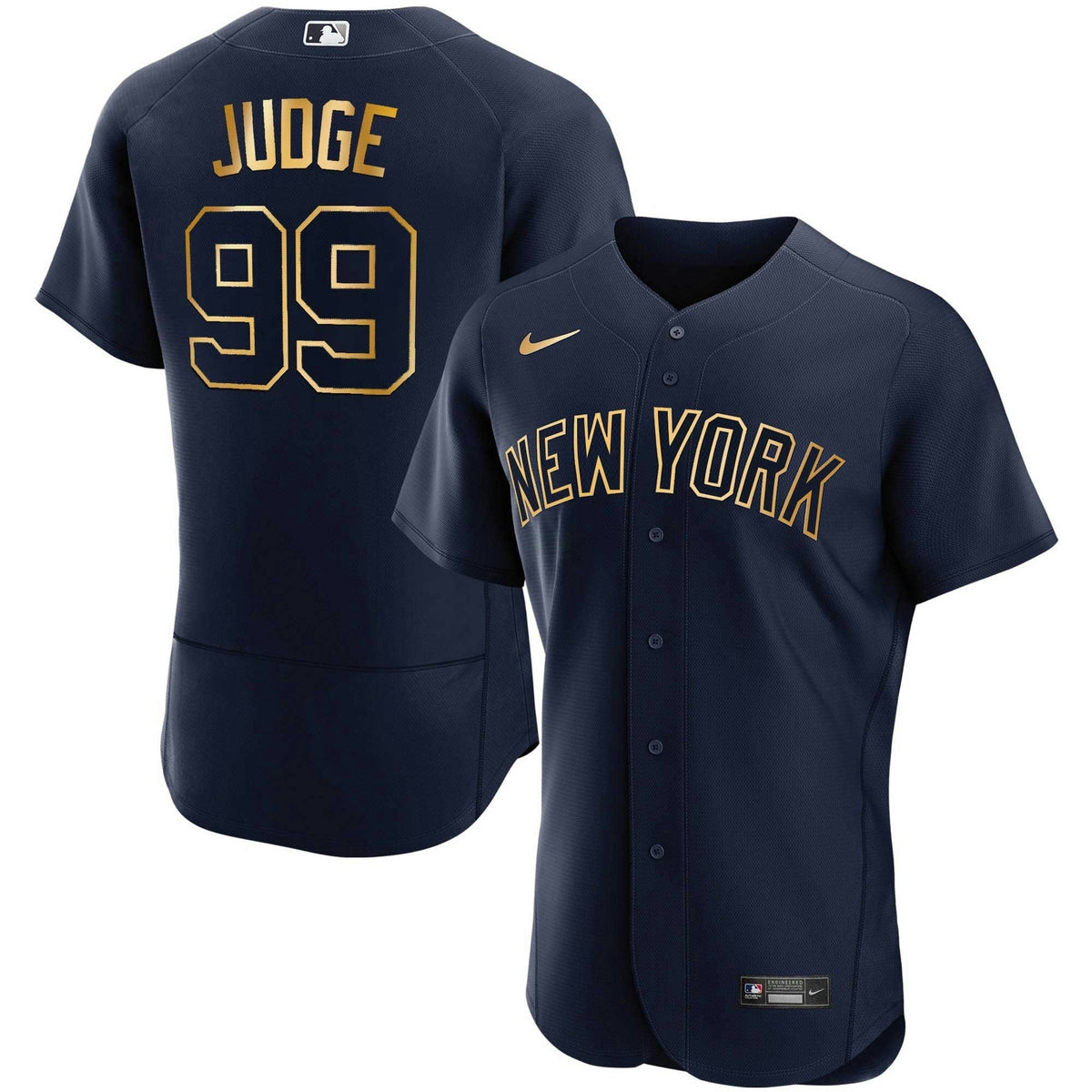 MLB New York Navy Blue Gold Jersey