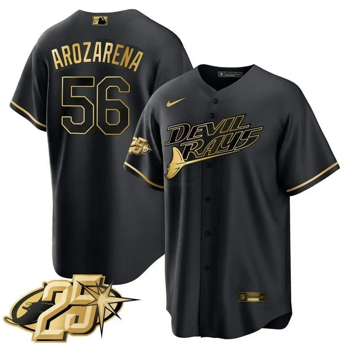 MLB Tampa Bay Randy Arozarena Black Gold Jersey