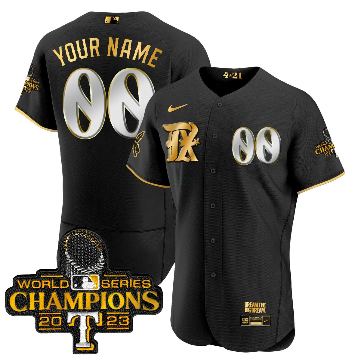 MLB Texas 2023 World Series Champions City Connect Flex Gold Jersey