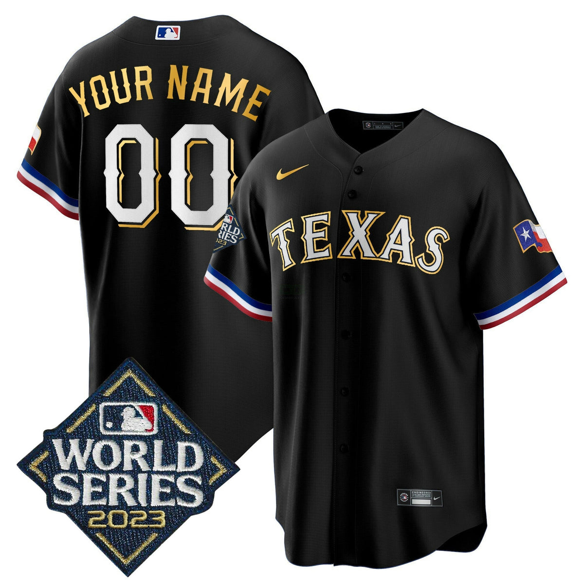 MLB Texas 2023 World Series Cool Base Gold Trim Jersey