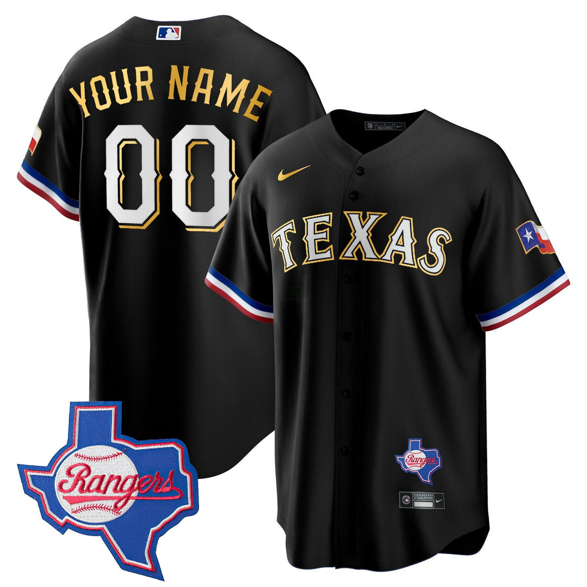 MLB Texas Gold Trim Cool Base Jersey – Texas Patch